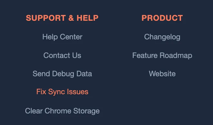 Fix Sync Issues in extension settings