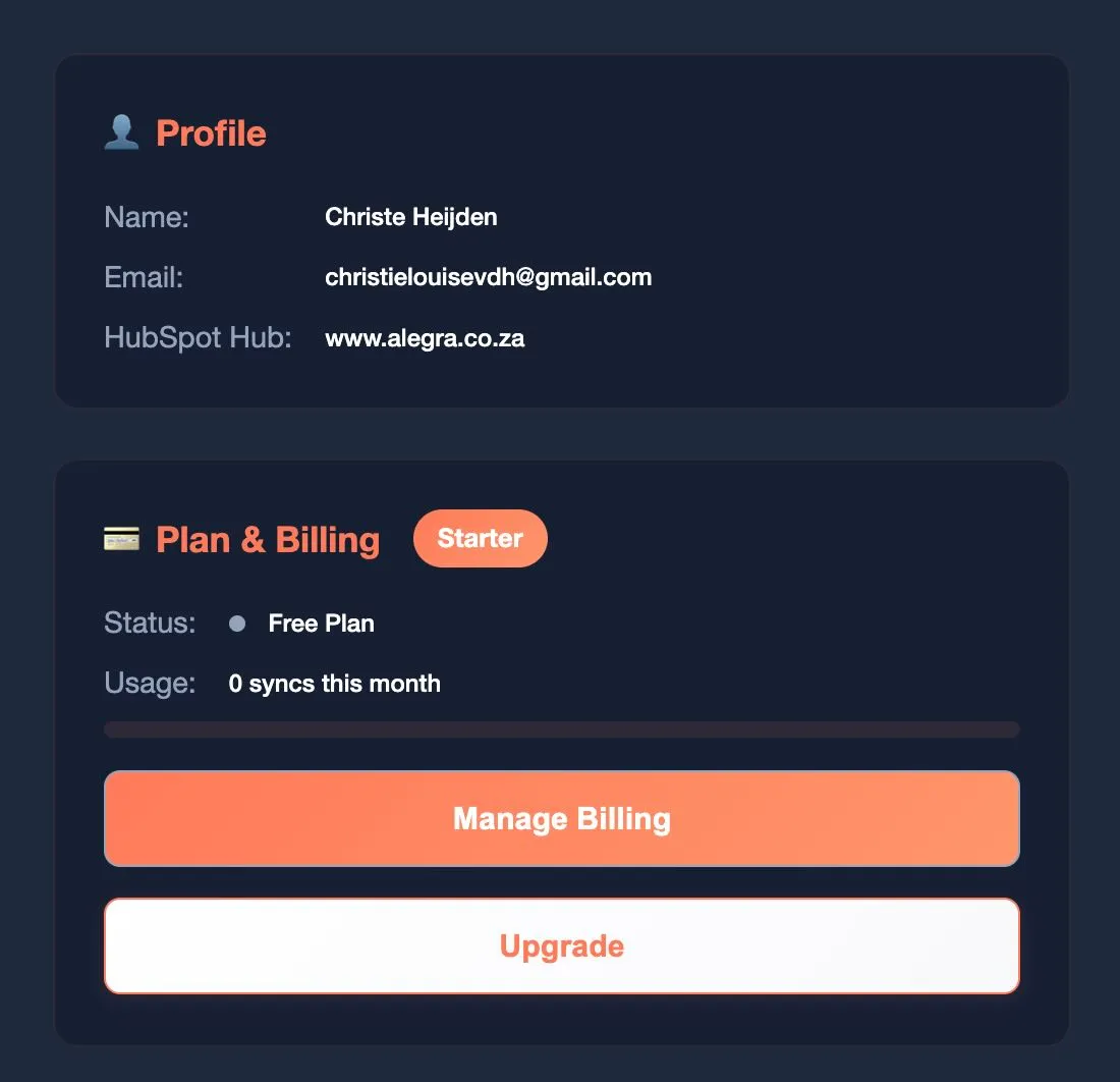 Settings Profile View